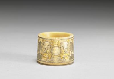 图片[2]-Ivory thumb ring with gold and silver inlay, with red sandalwood box, Qing dynasty, Qianlong reign (1736-1795)-China Archive